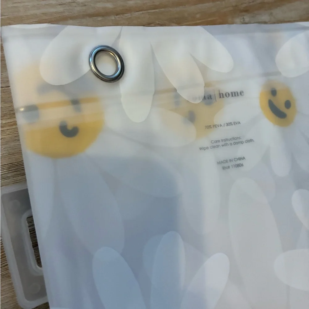 Smiley face daisy shower curtain